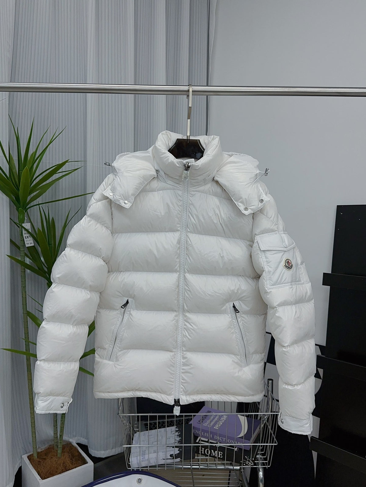 Moncler Maya White Hooded Puffer Jacket