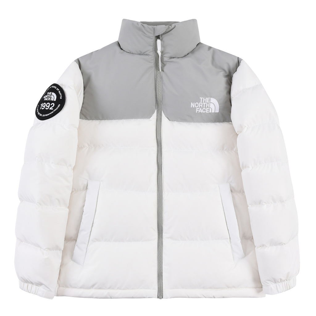 The North Face 1992 White & Gray Stand-Collar Down Puffer Jacket