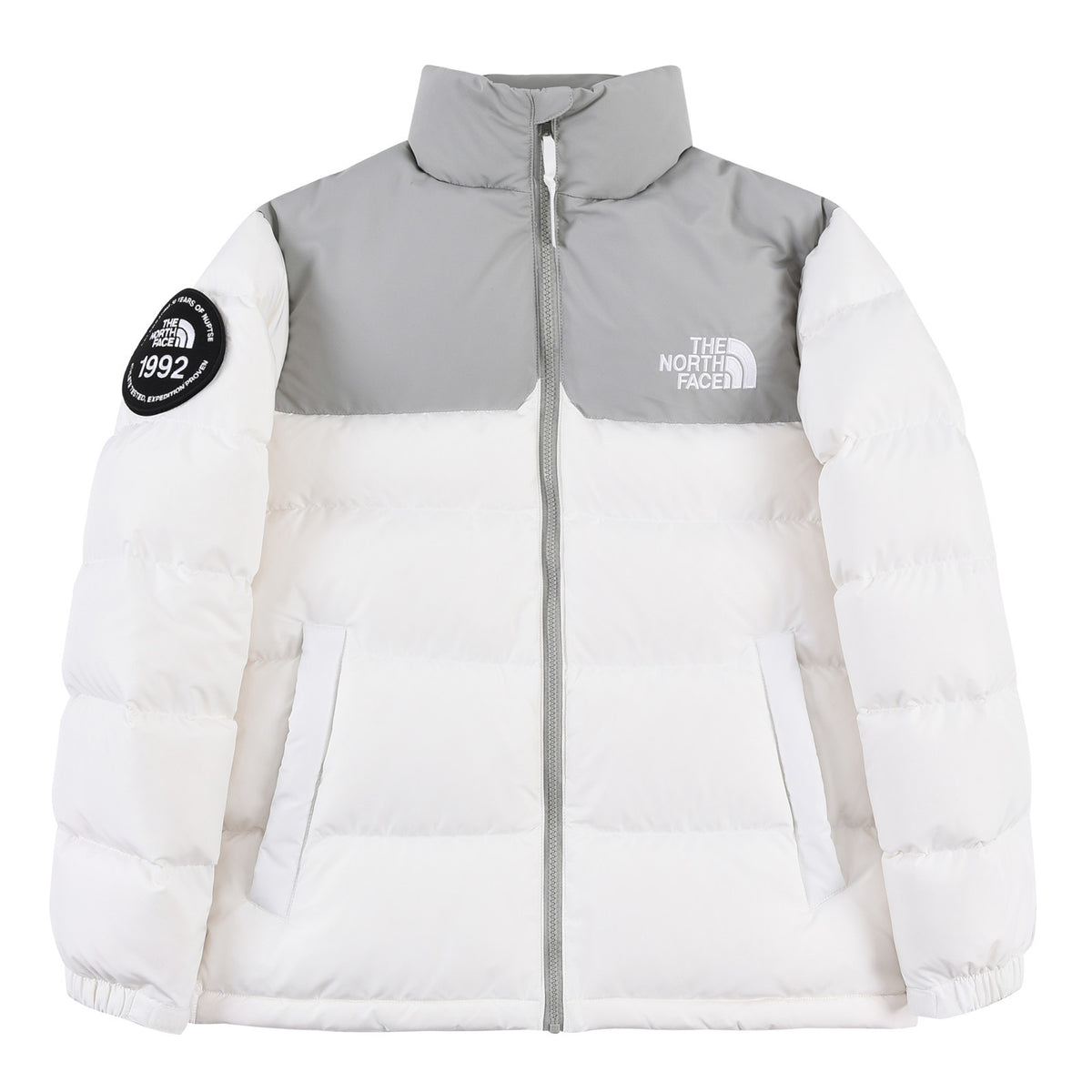The North Face 1992 White & Gray Stand-Collar Down Puffer Jacket