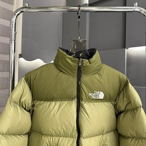 The North Face Olive Green 90s-Inspired Stand-Collar Puffer Jacket
