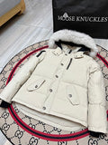 Moose Knuckles Men's Cream Fur-Trim Hooded Parka