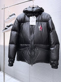 Moncler Matt Black Hooded Stand-Collar Down Puffer Jacket