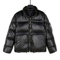 Prada Black Glossy Stand-Collar Puffer Jacket with Oversized Pockets