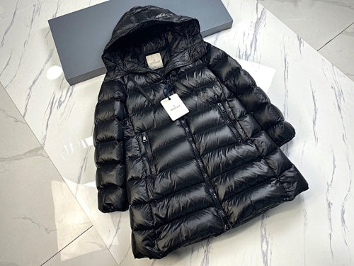 Moncler Black Long Hooded Down Puffer Coat