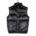 Prada Black Glossy Stand-Collar Puffer Vest with Oversized Pockets