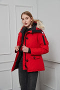 Canada Goose Women's Red Fur-Trim Hooded Parka