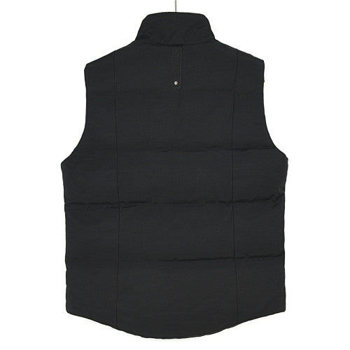 Moose Knuckles Black Stand-Collar Down Vest with Metal Logo