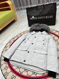 Moose Knuckles Men's Light Gray Fur-Trim Hooded Parka