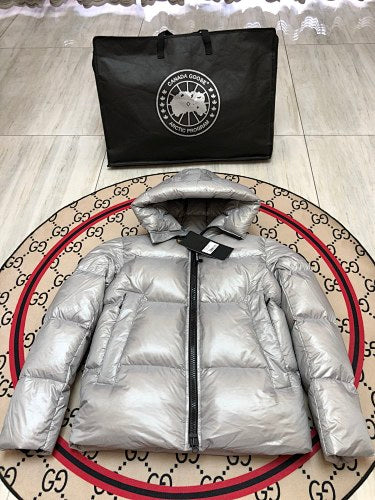Canada Goose Crofton 2252 Silver Hooded Down Jacket