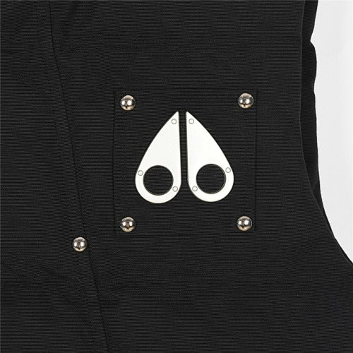 Moose Knuckles Black Stand-Collar Down Vest with Metal Logo
