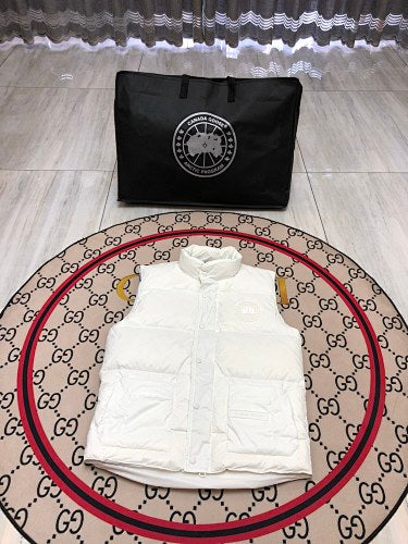 Canada Goose White Tonal-Logo Stand-Collar Puffer Vest