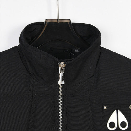 Moose Knuckles Black Stand-Collar Down Vest with Metal Logo