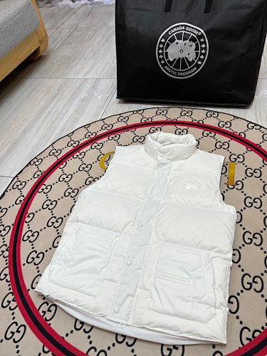 Canada Goose White Tonal-Logo Stand-Collar Puffer Vest