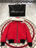 Moose Knuckles Men's Red Fur-Trim Hooded Bomber Jacket