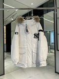 MLB New York Yankees Unisex Fur-Trim Hooded Down Jacket
