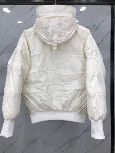 Canada Goose White Tonal-Logo Hooded Bomber Jacket