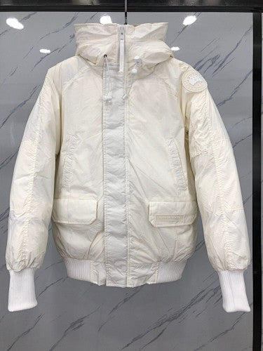 Canada Goose White Tonal-Logo Hooded Bomber Jacket