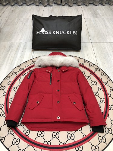 Moose Knuckles Women's Red Fur-Trim Hooded Parka
