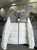 The North Face White & Gray Stand-Collar Puffer Jacket