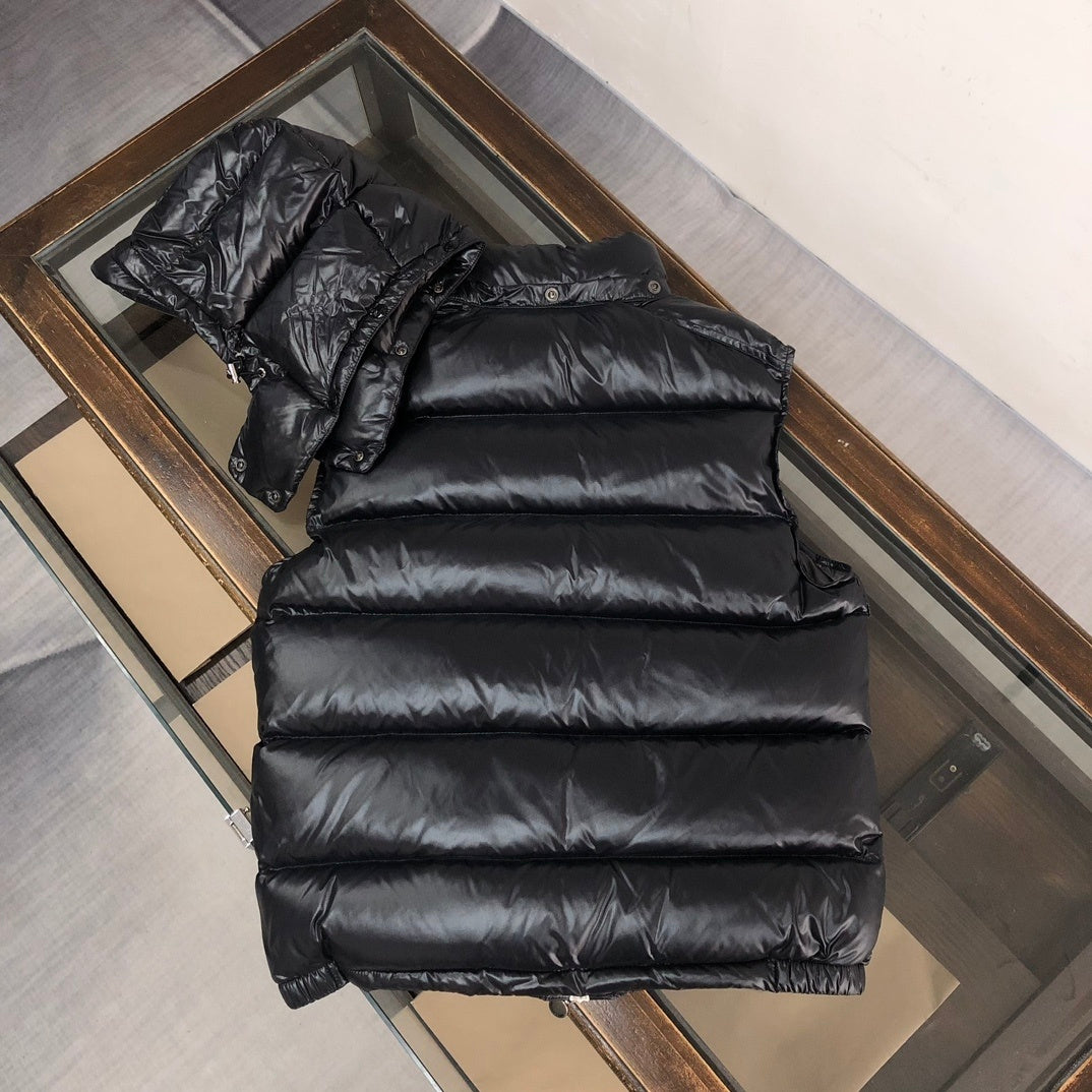 Moncler Black Hooded Quilted Puffer Vest