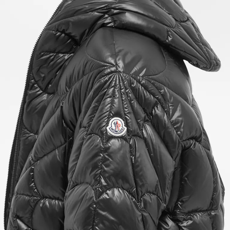 Moncler Violier Black Spiderweb-Quilted Hooded Down Jacket