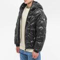 Moncler Violier Black Spiderweb-Quilted Hooded Down Jacket