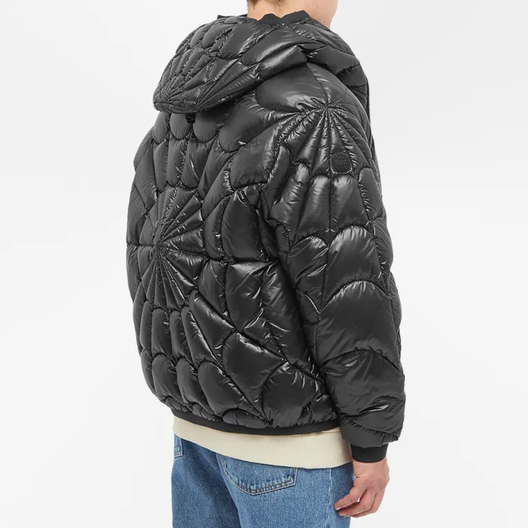 Moncler Violier Black Spiderweb-Quilted Hooded Down Jacket
