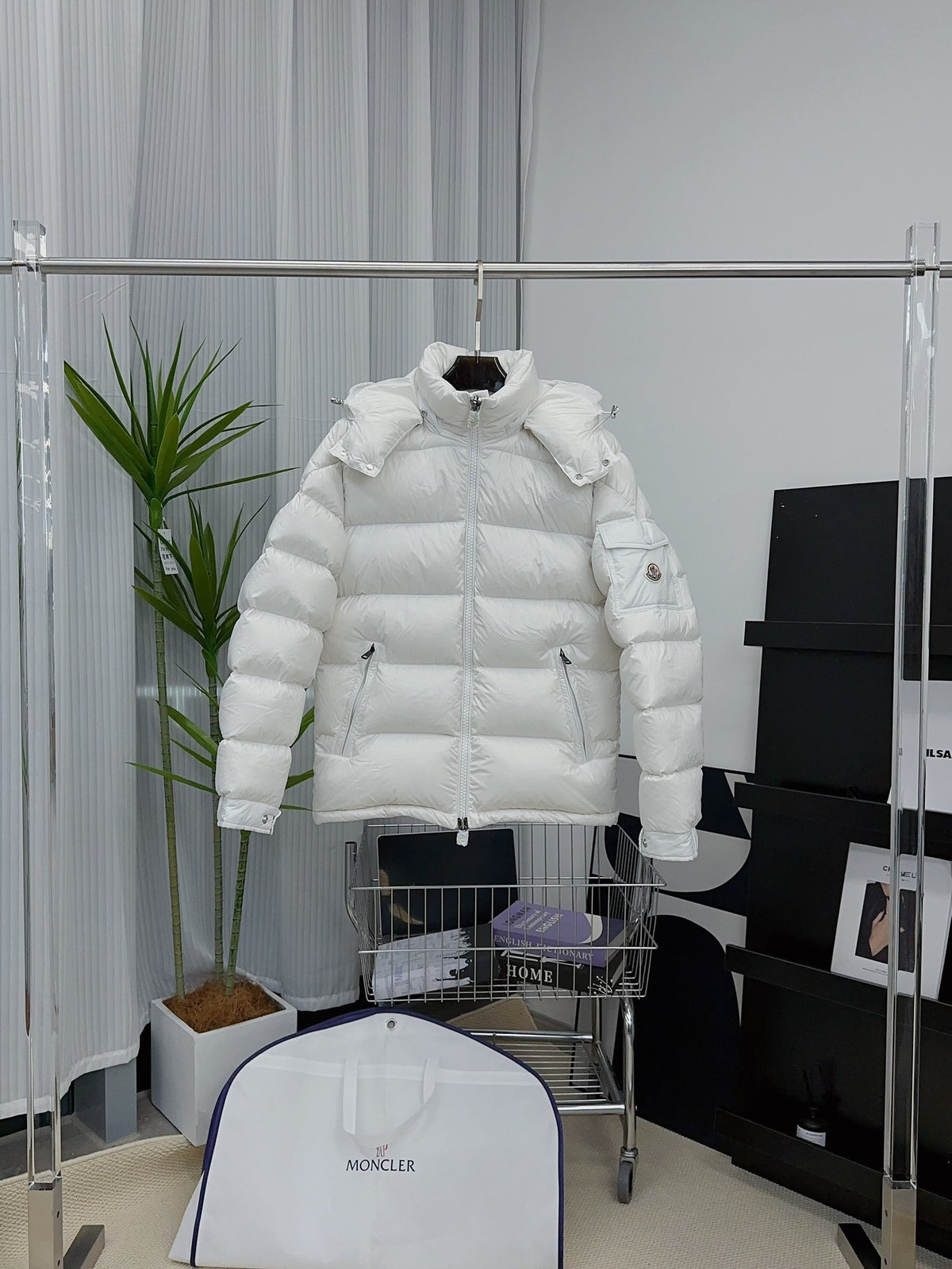 Moncler Maya White Hooded Puffer Jacket