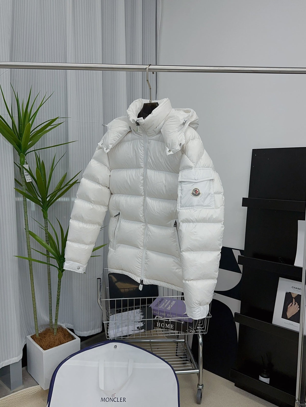 Moncler Maya White Hooded Puffer Jacket
