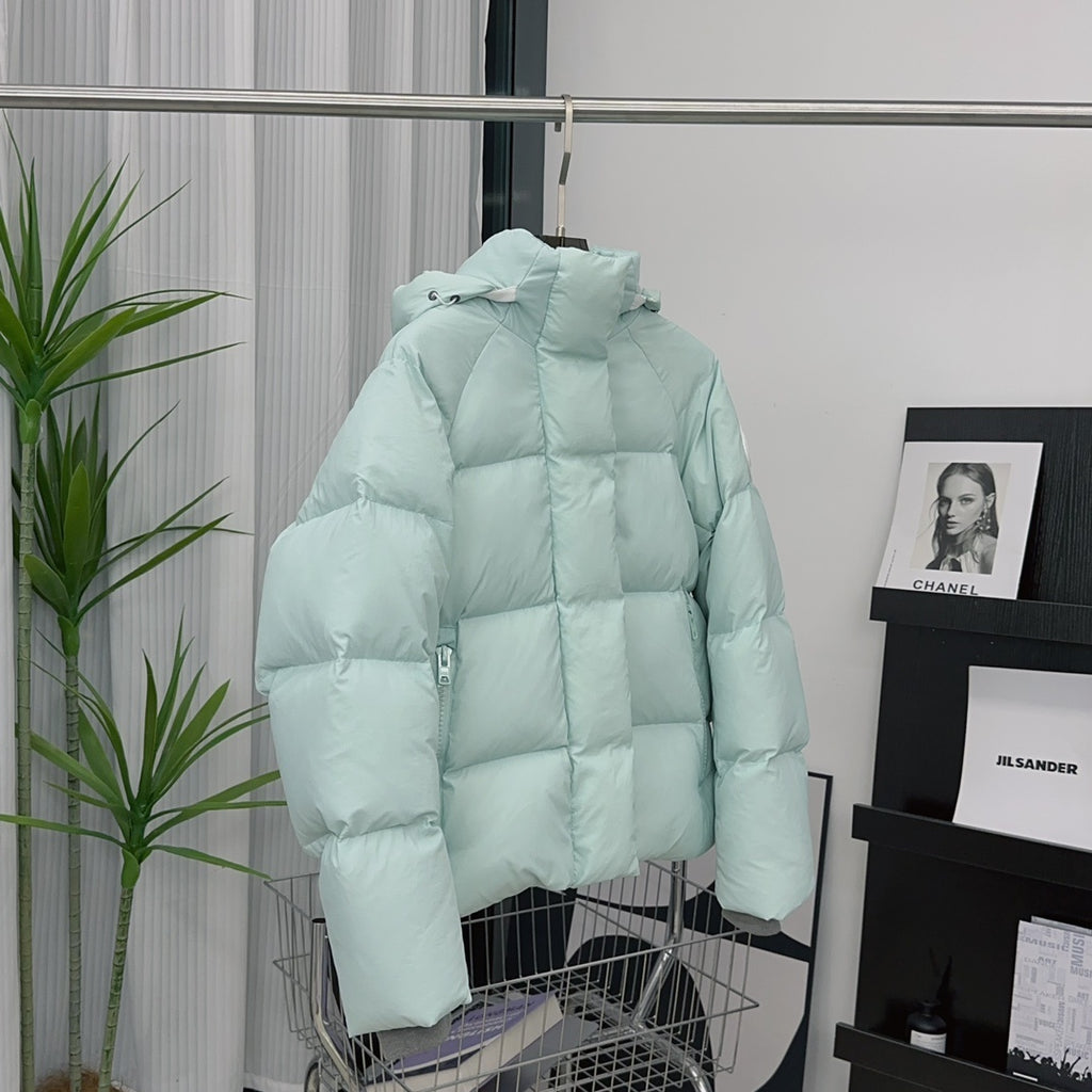 Canada Goose Mint Green Hooded Puffer Jacket with White Badge