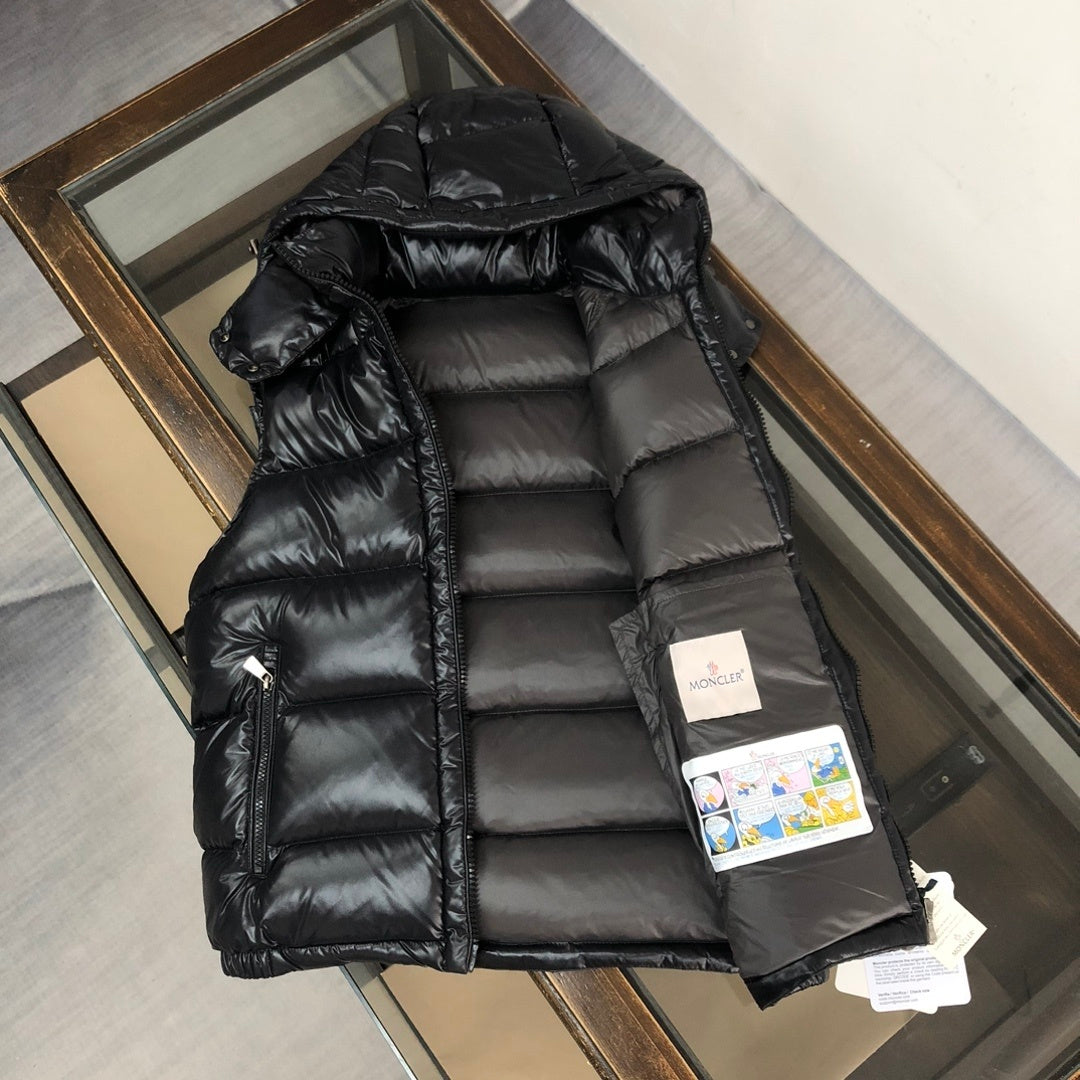 Moncler Black Hooded Quilted Puffer Vest