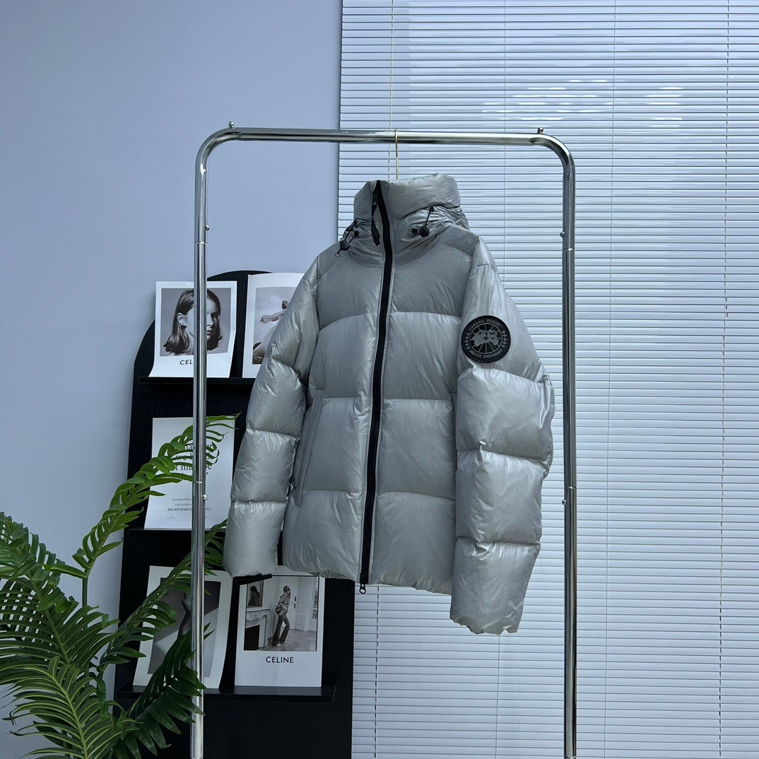 Canada Goose Crofton Silver Hooded Down Puffer Jacket