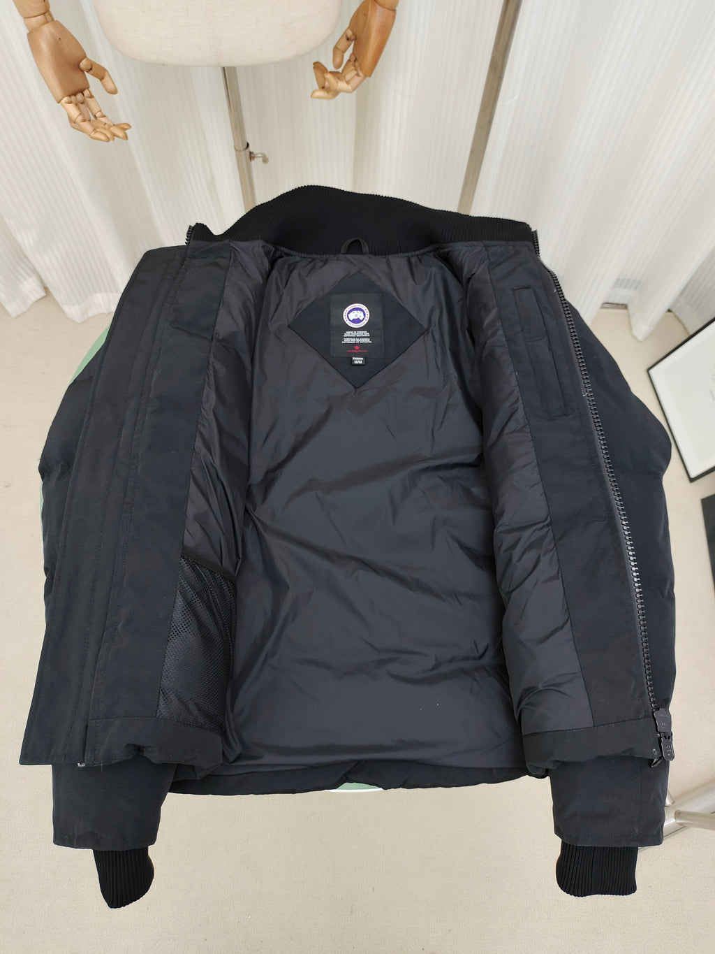 Canada Goose Black Quilted Jacket with Ribbed Stand Collar
