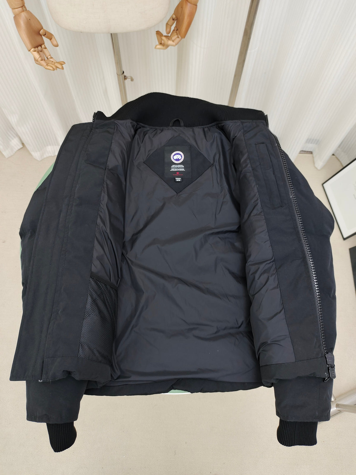 Canada Goose Black Quilted Jacket with Ribbed Stand Collar