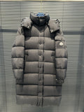Moncler Matte Black Long Hooded Puffer Coat