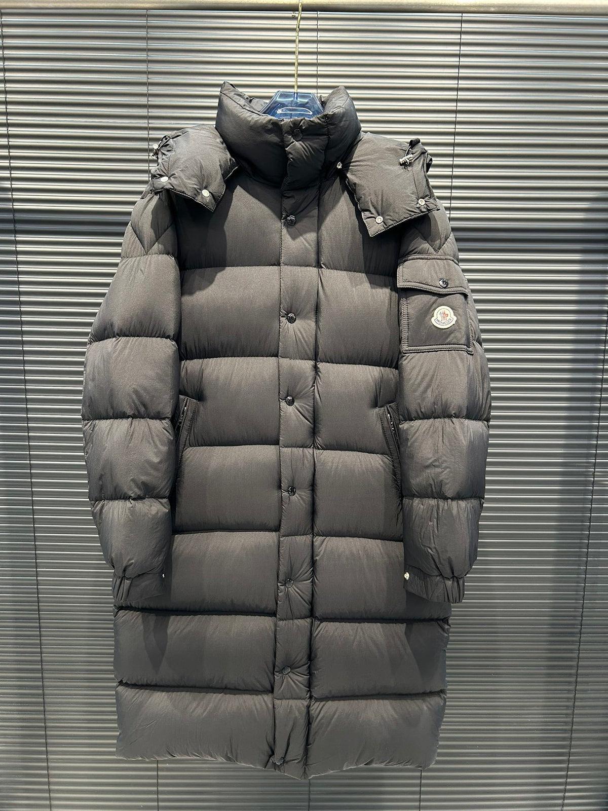 Moncler Matte Black Long Hooded Puffer Coat