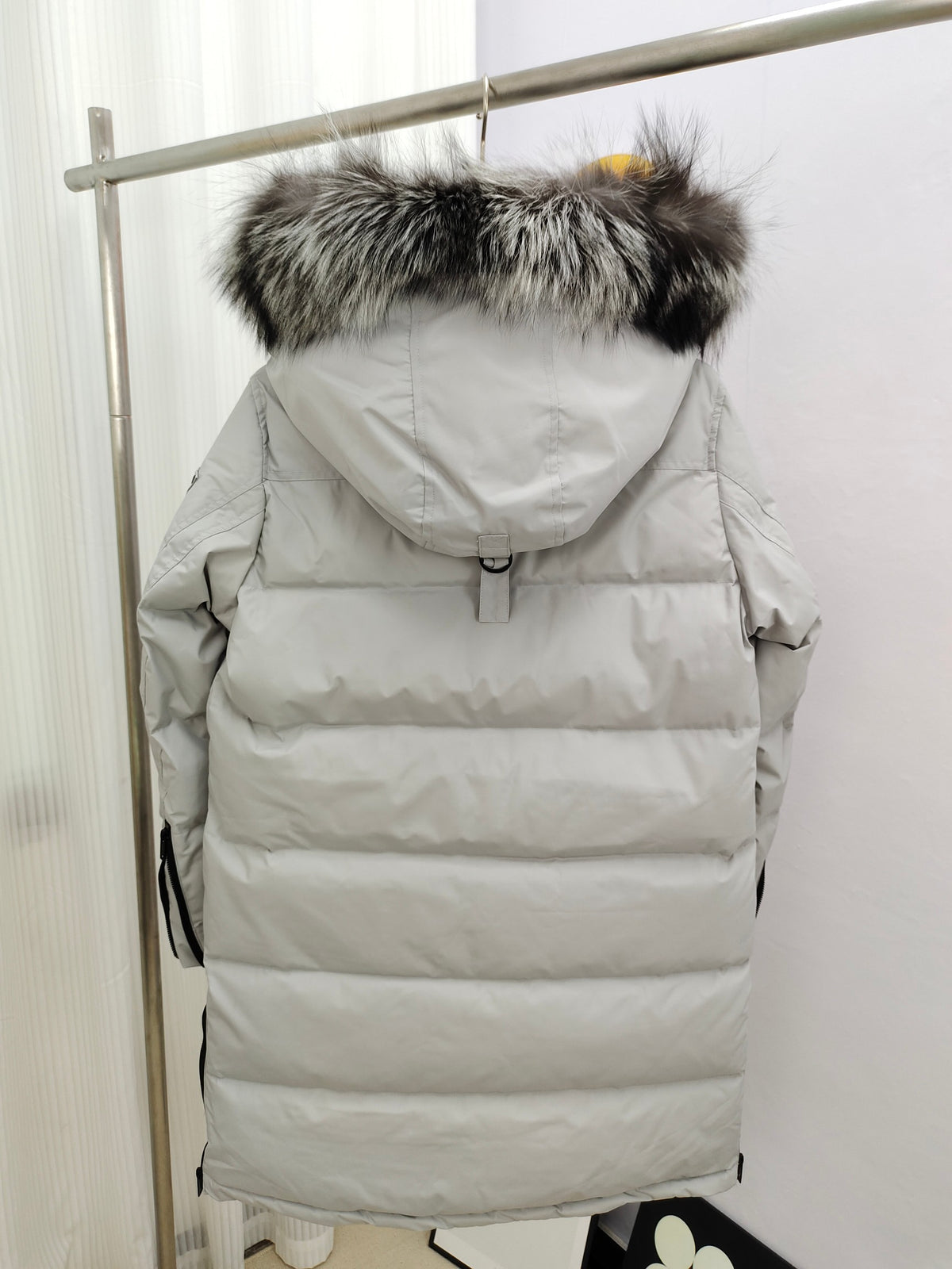 Moose Knuckles Women's Light Gray Fur-Trim Hooded Down Parka