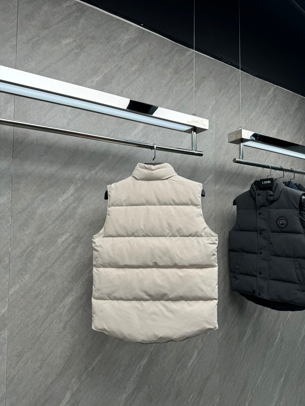 Canada Goose Cream Quilted Vest with Black Logo Patch