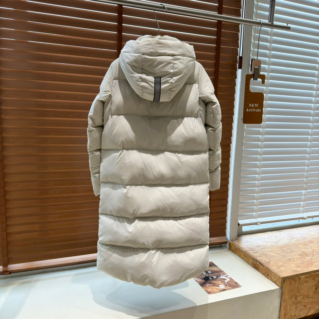 Canada Goose Women's Cream Long Hooded Puffer Coat