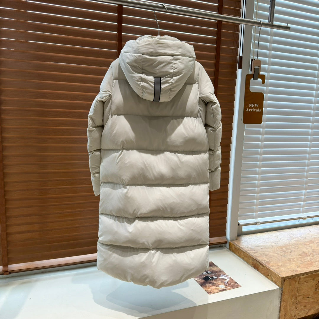 Canada Goose Women's Cream Long Hooded Puffer Coat