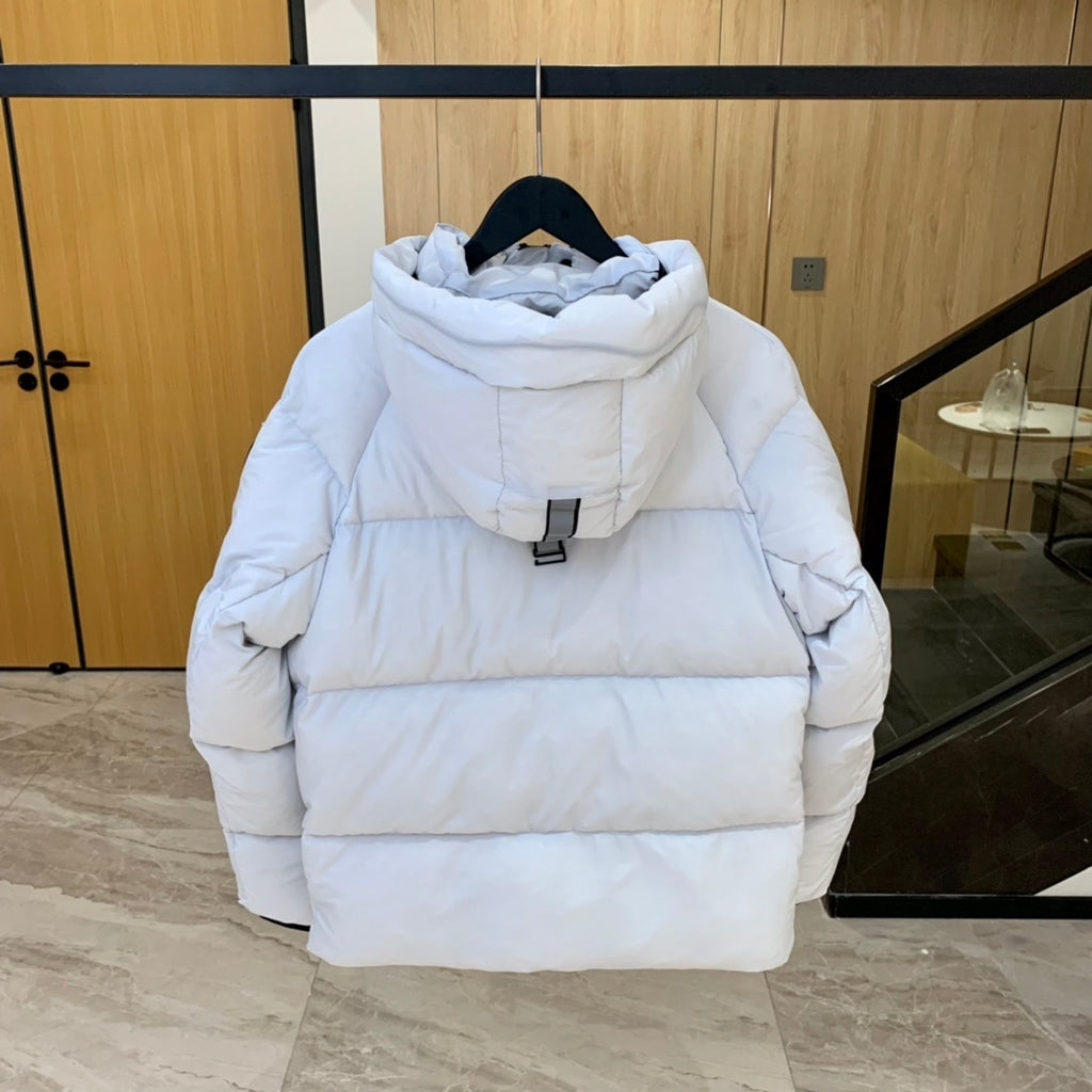 Canada Goose White Hooded Puffer Jacket with Black Badge