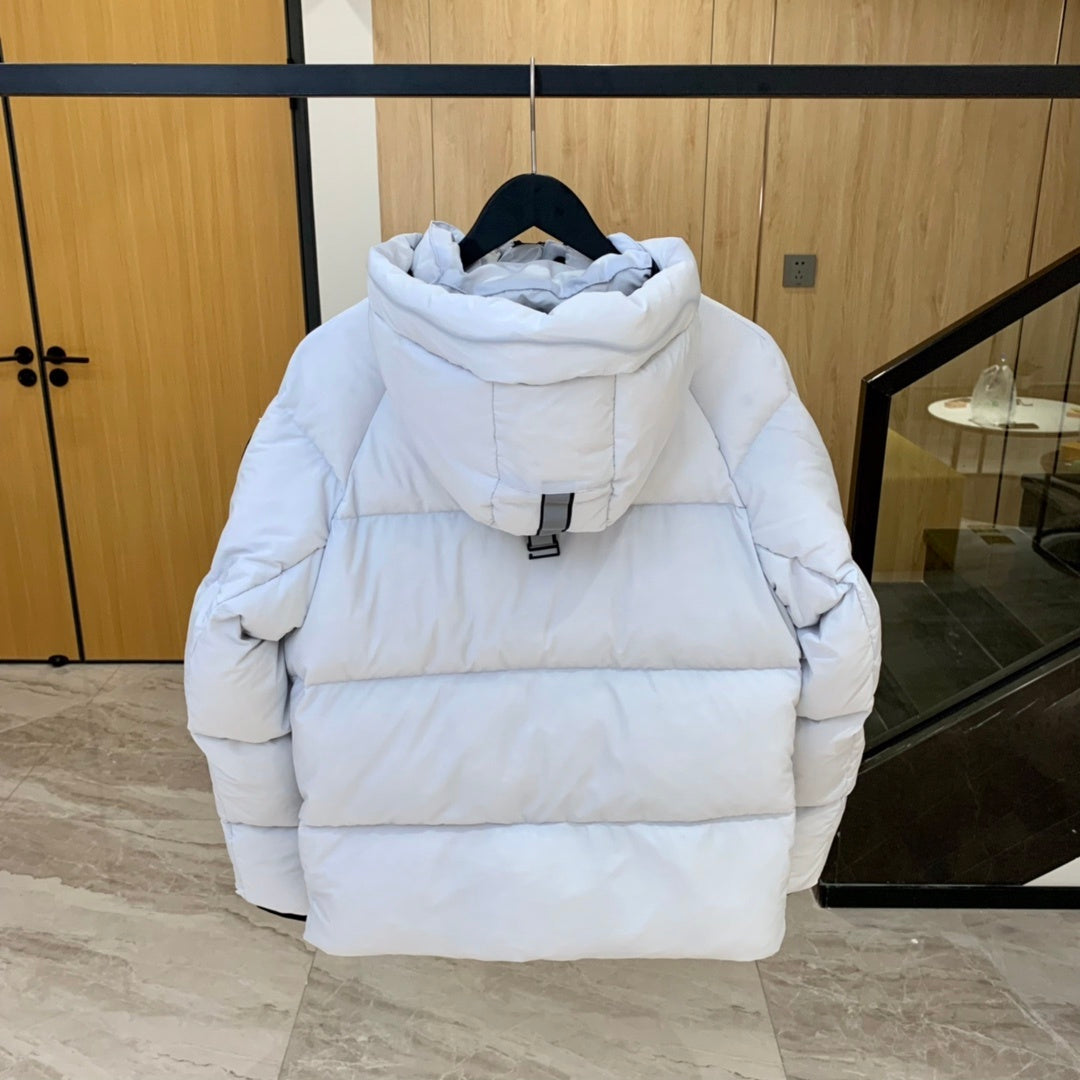 Canada Goose White Hooded Puffer Jacket with Black Badge