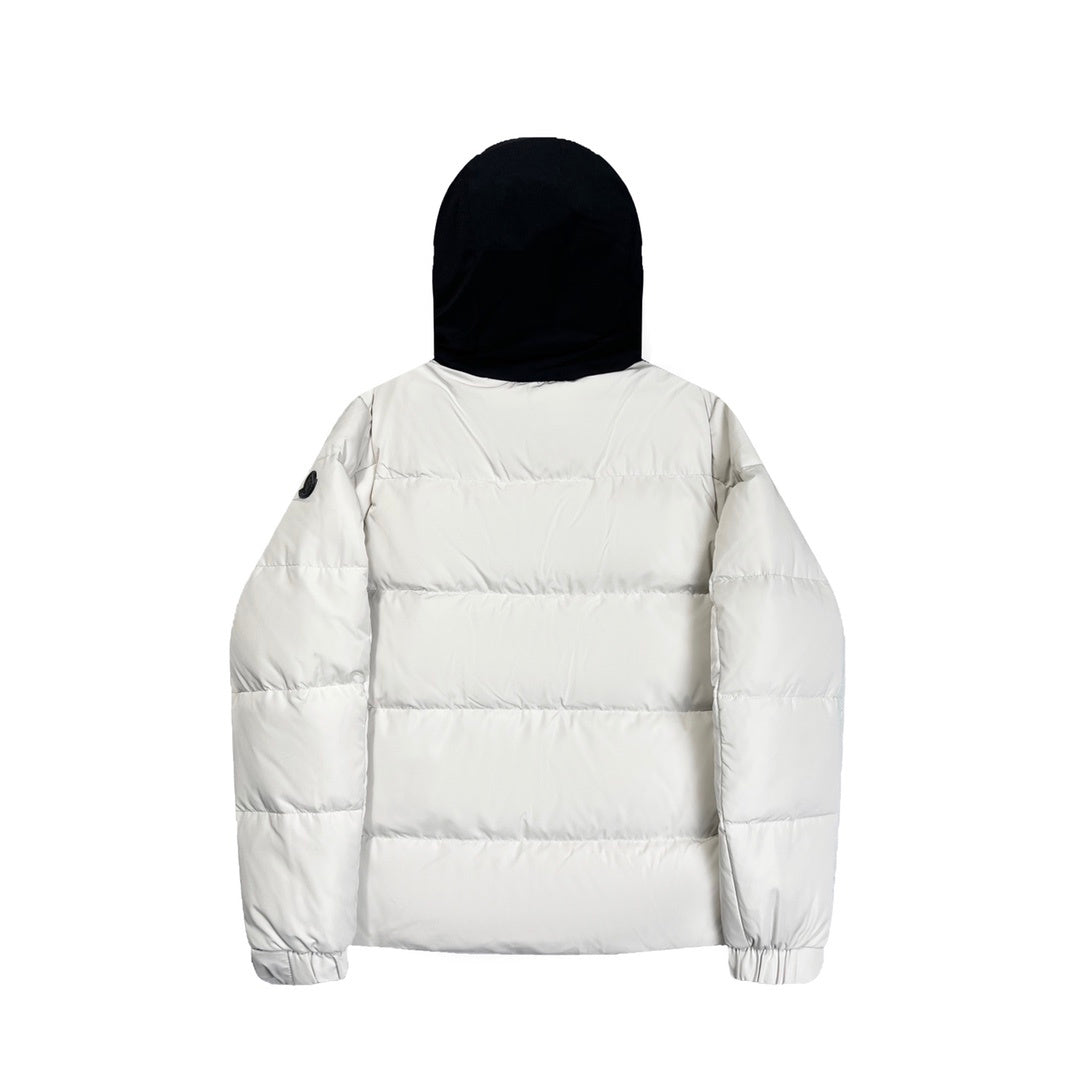 Moncler White Puffer Jacket with Contrast Black Hood