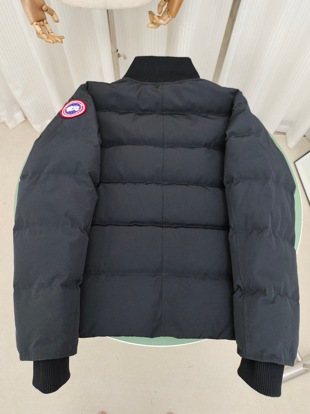 Canada Goose Black Quilted Jacket with Ribbed Stand Collar