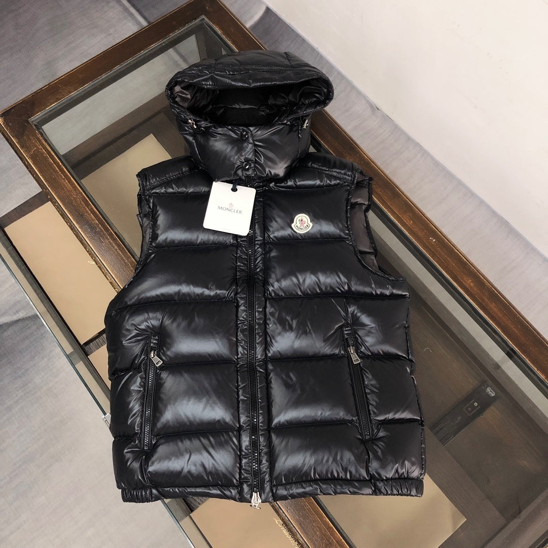 Moncler Black Hooded Quilted Puffer Vest