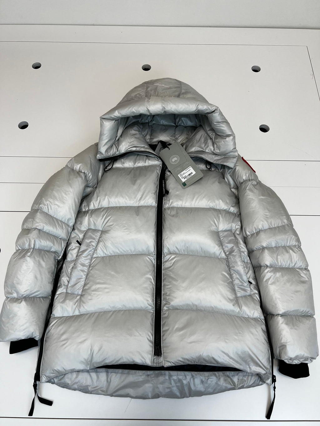 Canada Goose Women's Silver Hooded Puffer Jacket