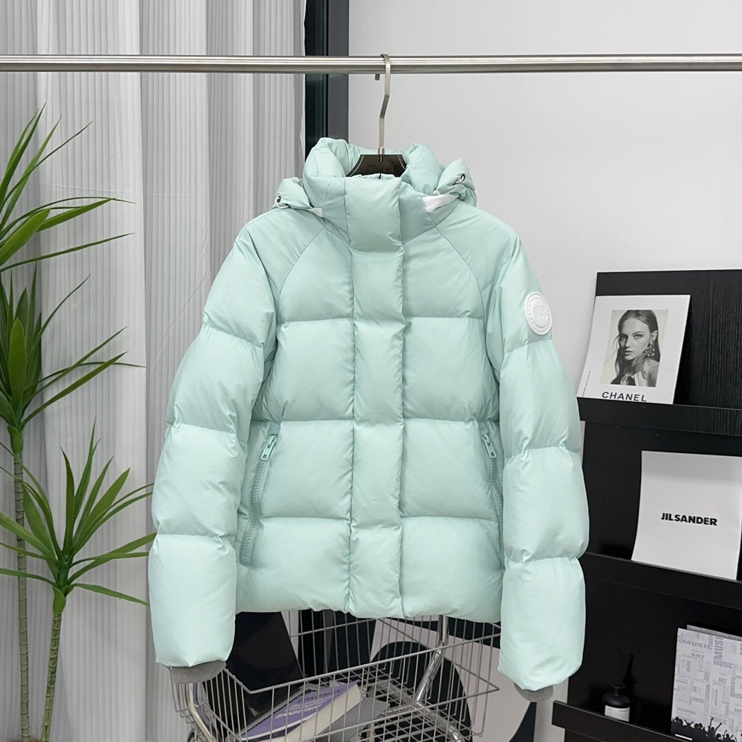 Canada Goose Mint Green Hooded Puffer Jacket with White Badge