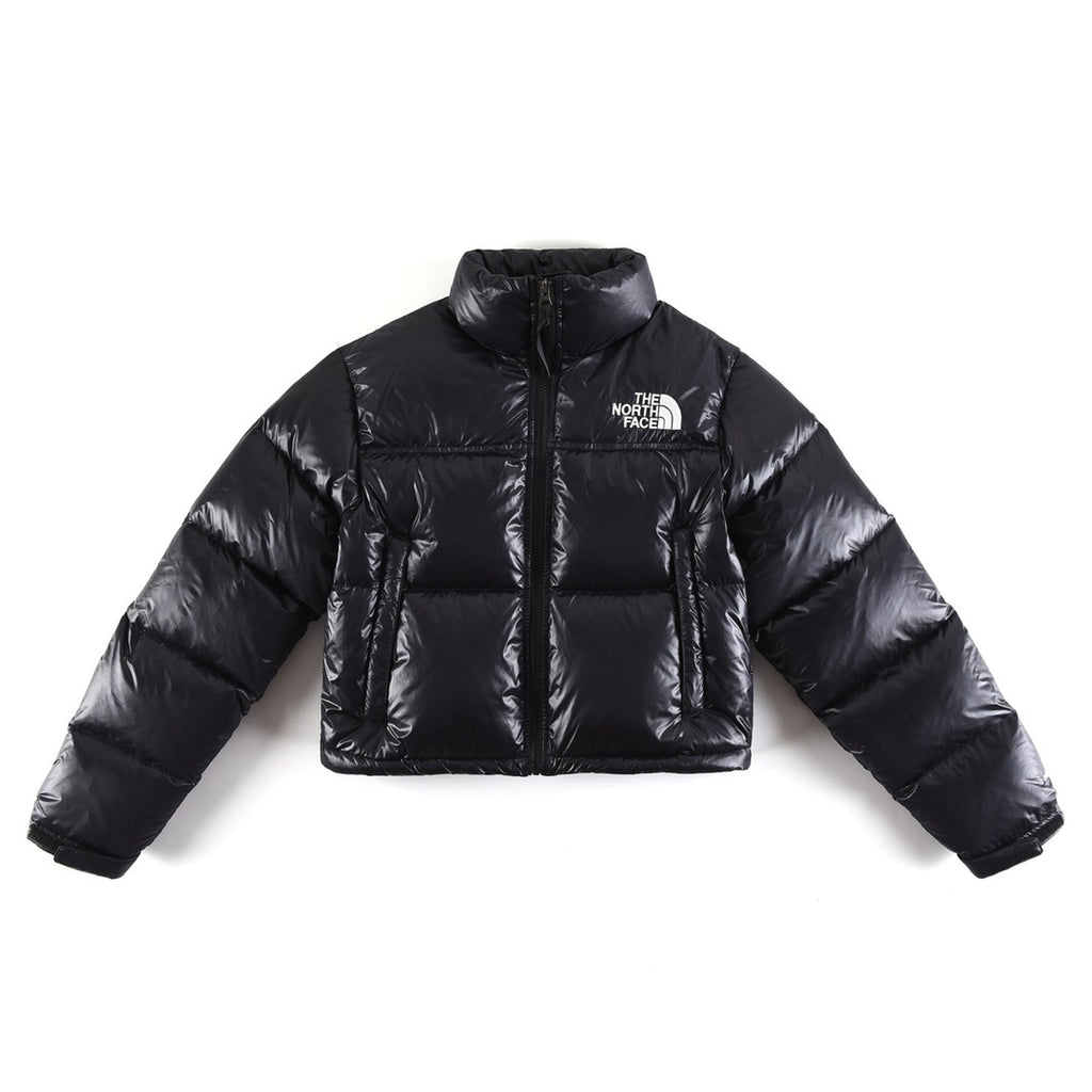 The North Face Black Glossy Cropped Puffer Jacket