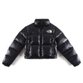 The North Face Black Glossy Cropped Puffer Jacket