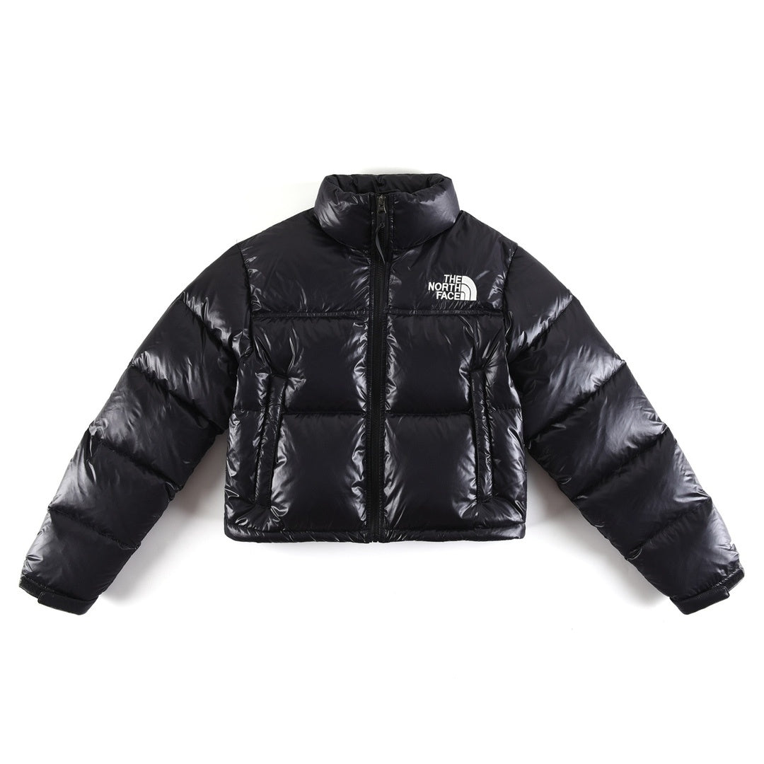 The North Face Black Glossy Cropped Puffer Jacket